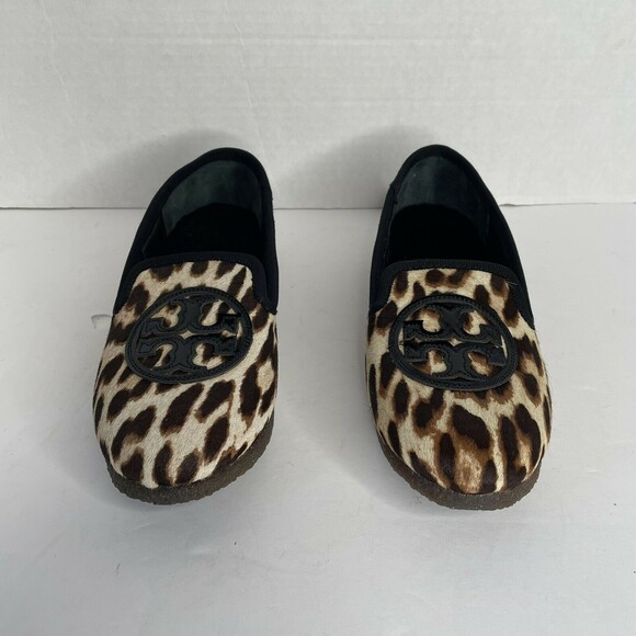 Tory Burch Billy Hair Calf Leopard Print Flats Shoes NIB Size 5 - Picture 3 of 10